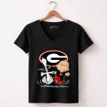 Charlie Brown Snoopy Georgia Bulldogs Dance 7 Womens V Neck.jpg