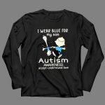 Charlie Brown Snoopy I Wear Blue For My Son Autism Awareness Accept Understand 4 Long Sleeves