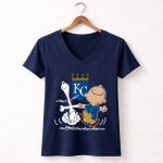 Charlie Brown Snoopy Kansas City Royals Dance 57 Womens V Neck 1.jpg