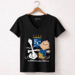 Charlie Brown Snoopy Kansas City Royals Dance 7 Womens V Neck 1.jpg