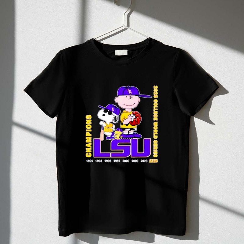 Charlie Brown Snoopy Lsu Tigers Champions 2025 College World Series 1 T Shirt 1.Jpg