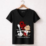 Charlie Brown Snoopy Oklahoma Sooners Dance 7 Womens V Neck.jpg