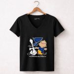 Charlie Brown Snoopy St Louis Blues Dance 7 Womens V Neck.jpg