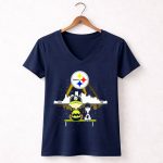 Charlie Brown Snoopy Steelers Skyline Reflection 5 Womens V Neck