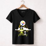 Charlie Brown Snoopy Steelers Skyline Reflection 7 Womens V Neck
