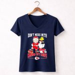 Charlie Brown Snoopy and Woodstock Dont Mess With Kansas City Chiefs 5 Womens V Neck