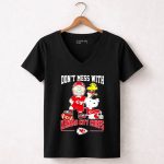 Charlie Brown Snoopy and Woodstock Dont Mess With Kansas City Chiefs 7 Womens V Neck