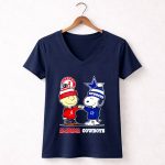 Charlie Brown and Snoopy Alabama Crimson Tide x Dallas Cowboys 5 Womens V Neck 1