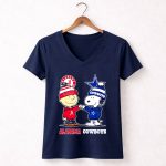 Charlie Brown and Snoopy Alabama Crimson Tide x Dallas Cowboys 5 Womens V Neck