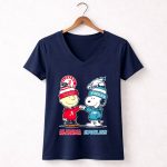 Charlie Brown and Snoopy Alabama Crimson Tide x Philadelphia Eagles 5 Womens V Neck