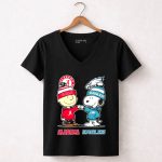 Charlie Brown and Snoopy Alabama Crimson Tide x Philadelphia Eagles 7 Womens V Neck