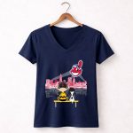 Charlie Brown and Snoopy Cleveland Indians 5 Womens V Neck.jpg