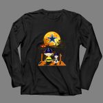 Charlie Brown and Snoopy Dallas Cowboys Halloween Moon Scene 4 Long Sleeves