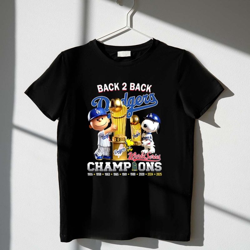 Charlie Brown And Snoopy Dodgers Back 2 Back Champions World Series 1 T Shirt