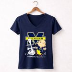 Charlie Brown and Snoopy Michigan Wolverines Dance 5 Womens V Neck.jpg