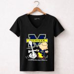 Charlie Brown and Snoopy Michigan Wolverines Dance 7 Womens V Neck.jpg