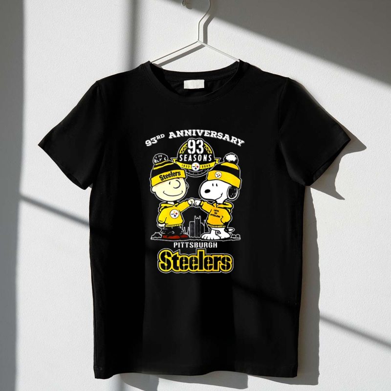 Charlie Brown And Snoopy Pittsburgh Steelers 93Rd Anniversary Skyline City 1 T Shirt
