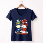 Charlie Brown and Snoopy x Chicago Bears Notre Dame Fighting Irish 5 Womens V Neck