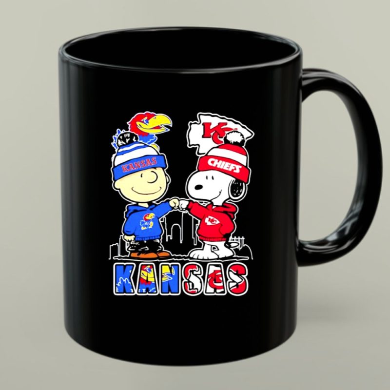 Charlie Brown And Snoopy X Kansas Jayhawks And Kansas City Chiefs 1 Mug.jpg