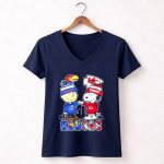 Charlie Brown and Snoopy x Kansas Jayhawks and Kansas City Chiefs 5 Womens V Neck