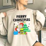 Charlie Snoopy Woodstock Merry Christmas Tree Santa Hats 3 Sweatshirt 1.jpg