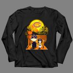 Chicago Bears Snoopy Charlie Brown Halloween Pumpkin Moon Scene 4 Long Sleeves