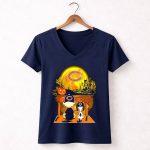 Chicago Bears Snoopy Charlie Brown Halloween Pumpkin Moon Scene 5 Womens V Neck