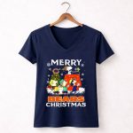 Chicago Bears Snoopy Merry Christmas Peanuts Holiday 5 Womens V Neck