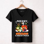 Chicago Bears Snoopy Merry Christmas Peanuts Holiday 7 Womens V Neck