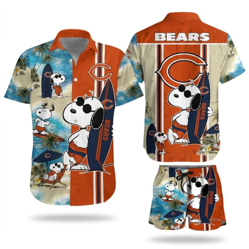 Chicago Bears Snoopy Themed Hawaiian Shirt 1.Jpg