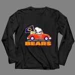 Chicago Bears Snoopy and Woodstock Driving Car with Flag 4 Long Sleeves