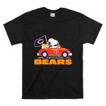 Chicago Bears Snoopy and Woodstock Driving Car with Flag T Shirt 6