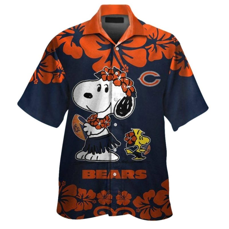 Chicago Bears Snoopy And Woodstock Floral Hawaiian Shirt 1.Jpg