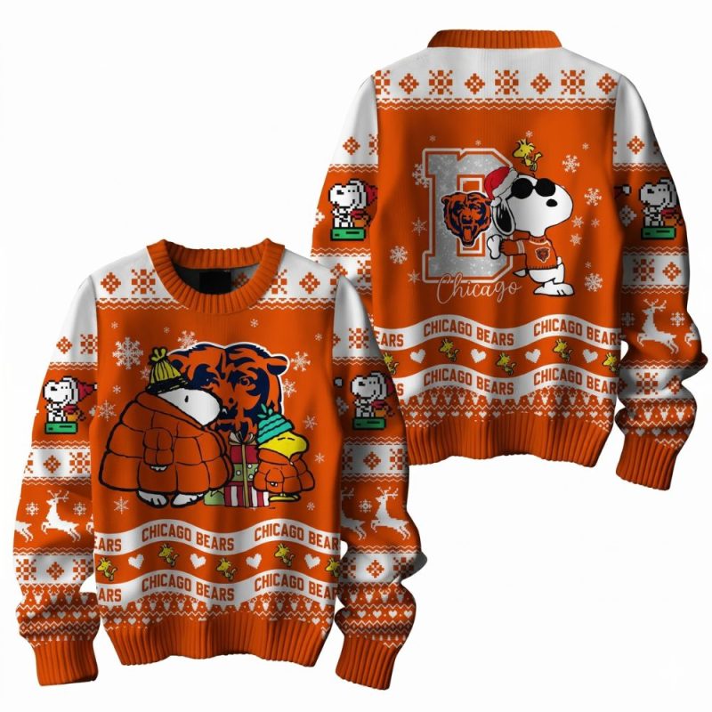 Chicago Bears X Peanuts Snoopy Christmas Gift Ugly Sweater 1.Jpg