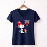 Chicago Bulls Snoopy Woodstock Team Hat 5 Womens V Neck