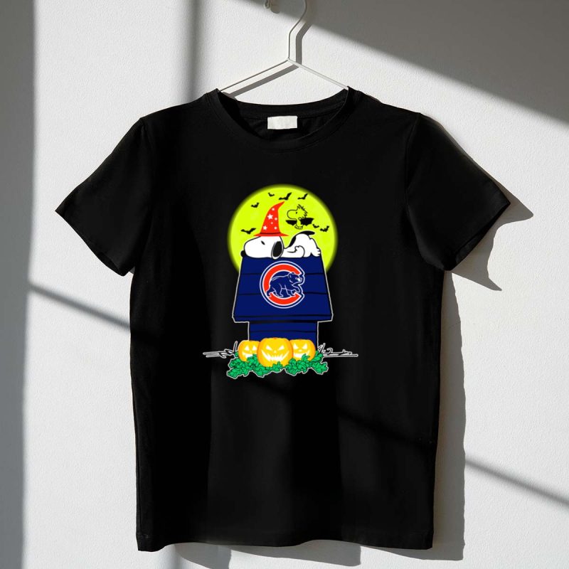 Chicago Cubs Snoopy Halloween Peanuts Jack O Lantern Woodstock 1 T Shirt