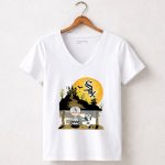 Chicago White Sox Snoopy X Charlie Brown Sit Under Moon Peanuts Halloween 5 Womens V Neck.jpg