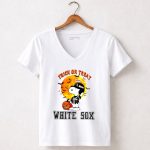 Chicago White Sox Snoopy trick or treat Halloween 5 Womens V Neck.jpg