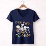 Chillin With May Peeps Snoopy Friends Easter Day 5 Womens V Neck