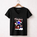 Christmas Snoopy and Charlie Brown Paint Dallas Cowboys 7 Womens V Neck