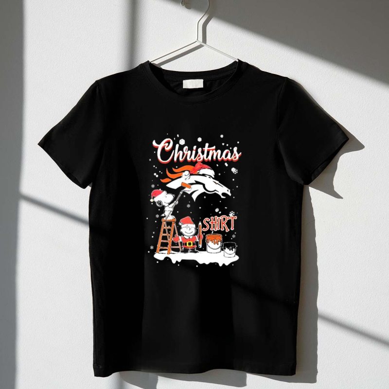 Christmas Snoopy And Charlie Brown Paint Logo Denver Broncos 1 T Shirt