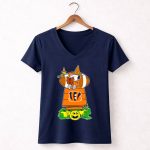 Cincinnati Bengals Snoopy Halloween Pumpkin Football Theme 5 Womens V Neck