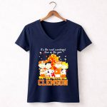 Clemson Tigers Autumn the most beautiful time Snoopy 5 Womens V Neck.jpg
