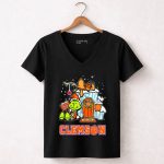 Clemson Tigers Grinch and Snoopy Nuts Welcome Christmas 7 Womens V Neck.jpg