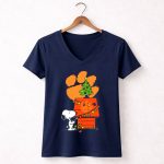 Clemson Tigers Snoopy Christmas Lights Dog House Peanuts Football 5 Womens V Neck.jpg