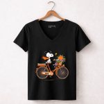 Clemson Tigers Snoopy Woodstock Bicycle Flowers 7 Womens V Neck.jpg