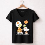 Clemson Tigers Snoopy Woodstock Peanuts Football Character Collaboration 7 Womens V Neck.jpg
