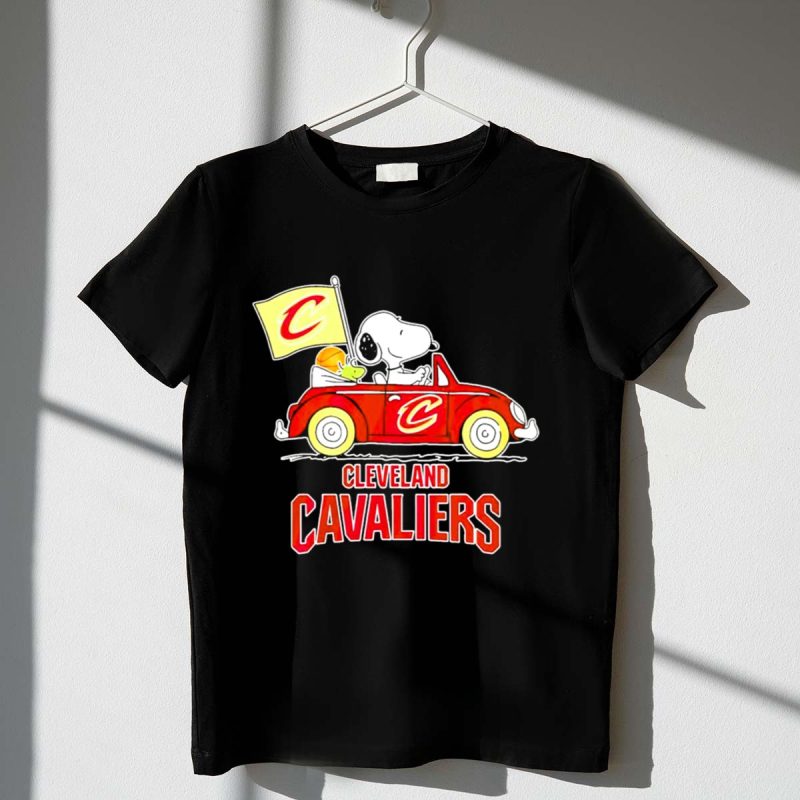 Cleveland Cavaliers Snoopy Driving Car With Basketball And Flag 1 T Shirt