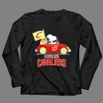 Cleveland Cavaliers Snoopy Driving Car with Basketball and Flag 4 Long Sleeves
