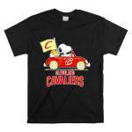 Cleveland Cavaliers Snoopy Driving Car with Basketball and Flag T Shirt 6